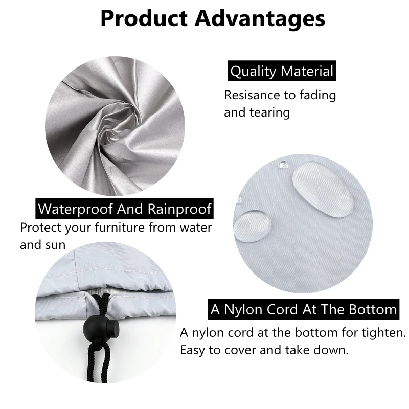Dust Cover Outdoor Furniture Cover Sofa Chair Table Cover Rain Snow Dust Covers Waterproof Cover Silver and Black Smart Cover - 2