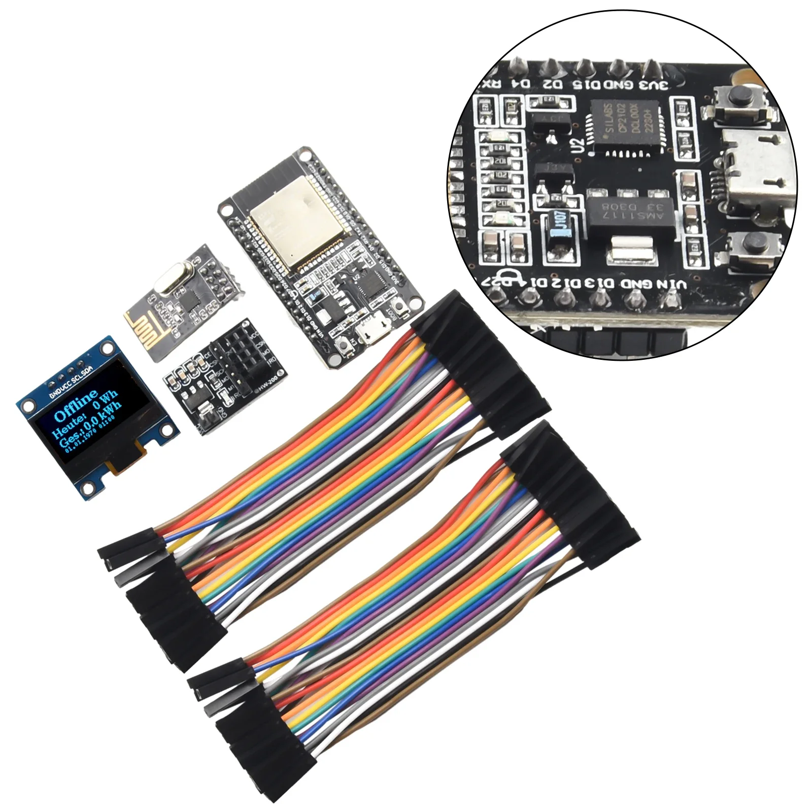 OpenDTU For Hoymiles DIY Kit ESP32+NRF24L01+Cable+ Display+Module + Socket Plug-and-play Ready For Hoymiles Inverters opendtu kit