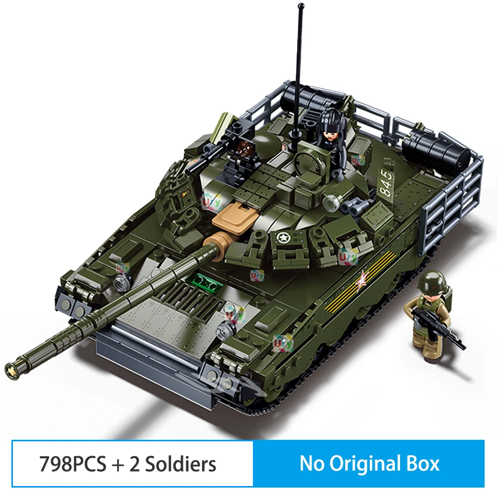 Sluban M38-B1178 2in1 Military WW2 T-80BVMS Main Battle Tank Army Vehicle Weapon Model Bricks Buildi
