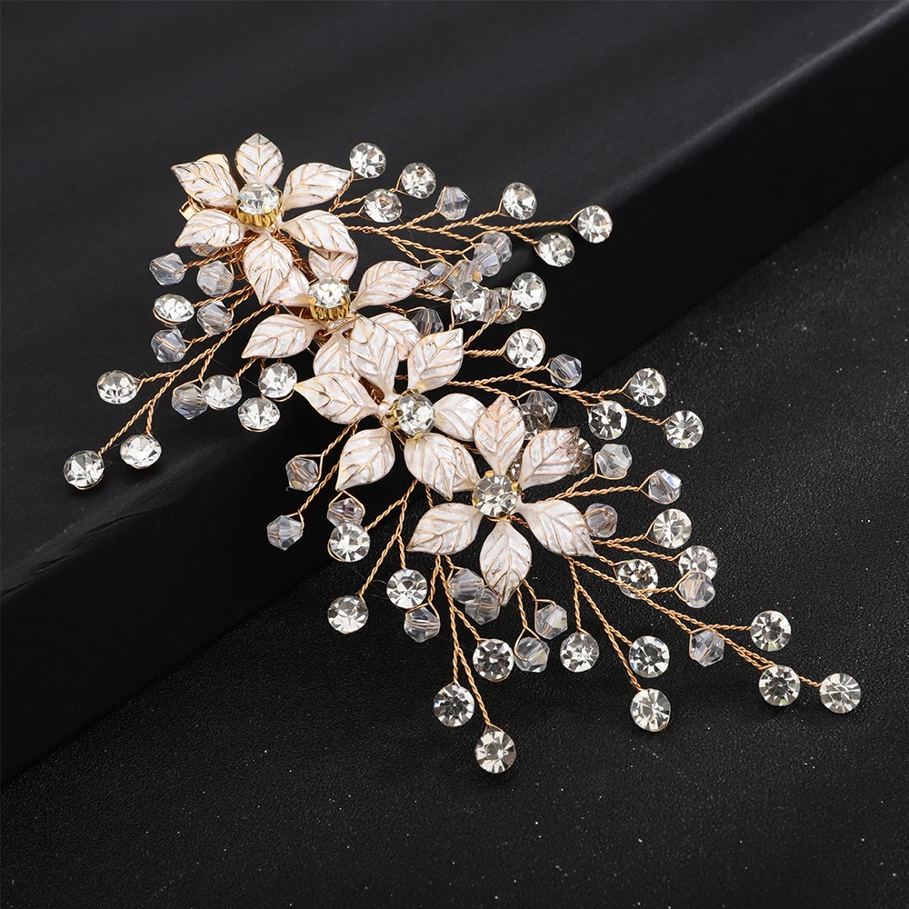 Silver Color Flower Bridal Hair Clips Handmade Party Wedding Head Jewelry Accessories Trendy Bride Headpiece for Women Tiaras