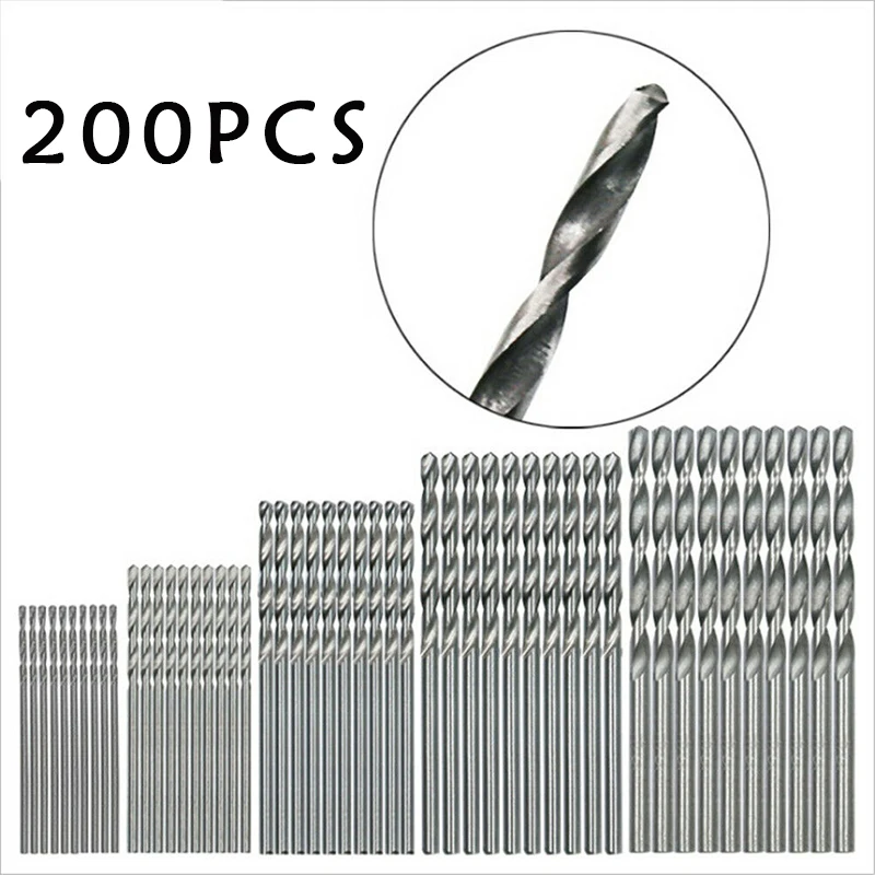 200pcs set 1/1.5/2.0/2.5/3mm Titanium Coated Twist Drill Bit High Steel for Woodworking Plastic And Aluminum HSS Drill Bit Set