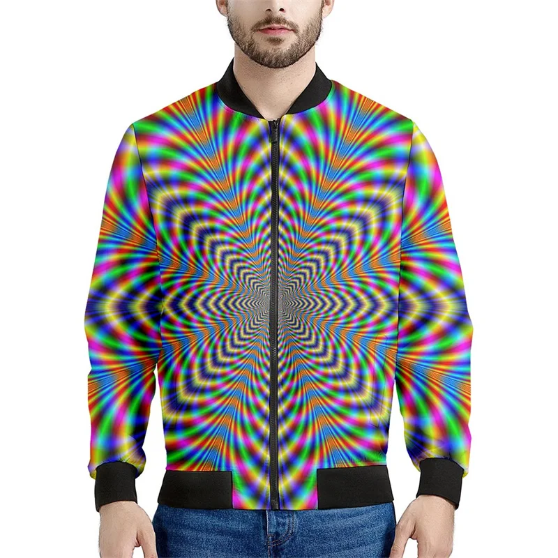 thumbnail image 1 of Chaqueta con cremallera con estampado 3D de degradado psicodélico para hombres, sudaderas de gran tamaño, chaquetas bomber de manga larga para primavera y otoño para mujeres, 1 of 4