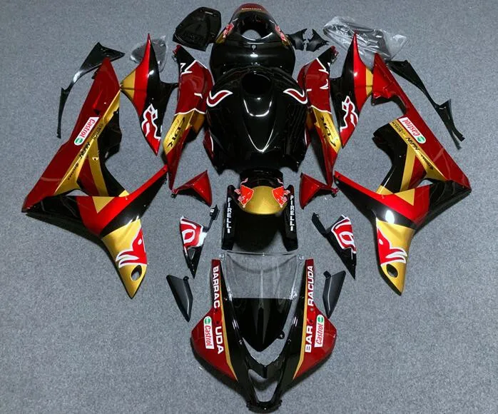 

Новый комплект обтекателей из АБС-пластика для мотоцикла, подходит для HONDA CBR600RR F5 2007 2008 07 08, кузов красного и золотого цвета