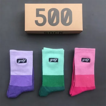 Women's Socks 3Pair/Box Golf Embroidery Black Label Pink Midtube Socks Men Women Fashion Sports Ins Blue Green Stitching Sock 1