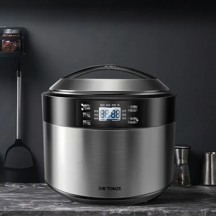 Digital Stainless Steel Electric Slow Cooker with Steamer Basket Direct Stew or Water Stew Slow Cooker Pot