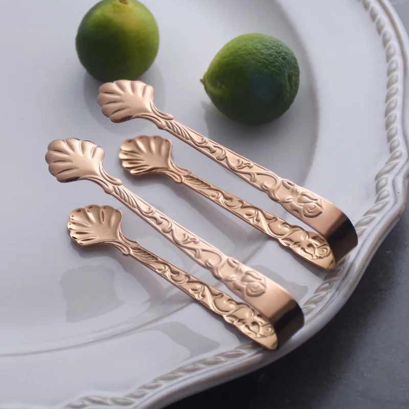 304 Stainless Steel Mini Grill Food Tongs Ice Cube Holder Sugar Dessert Tea Food Serving Clip Fruit Salad Clamp Kitchen Tools