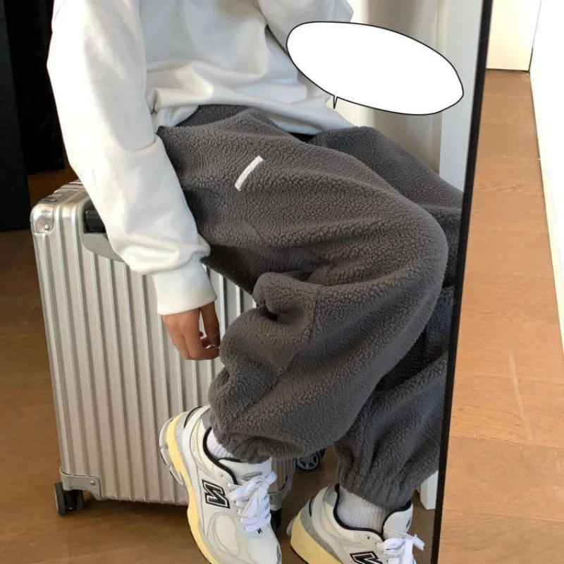 Осенне-зимние Новые однотонные Свободные повседневные спортивные брюки с эластичным поясом, универсальные Молодежные шаровары, Повседневная модная женская одежда