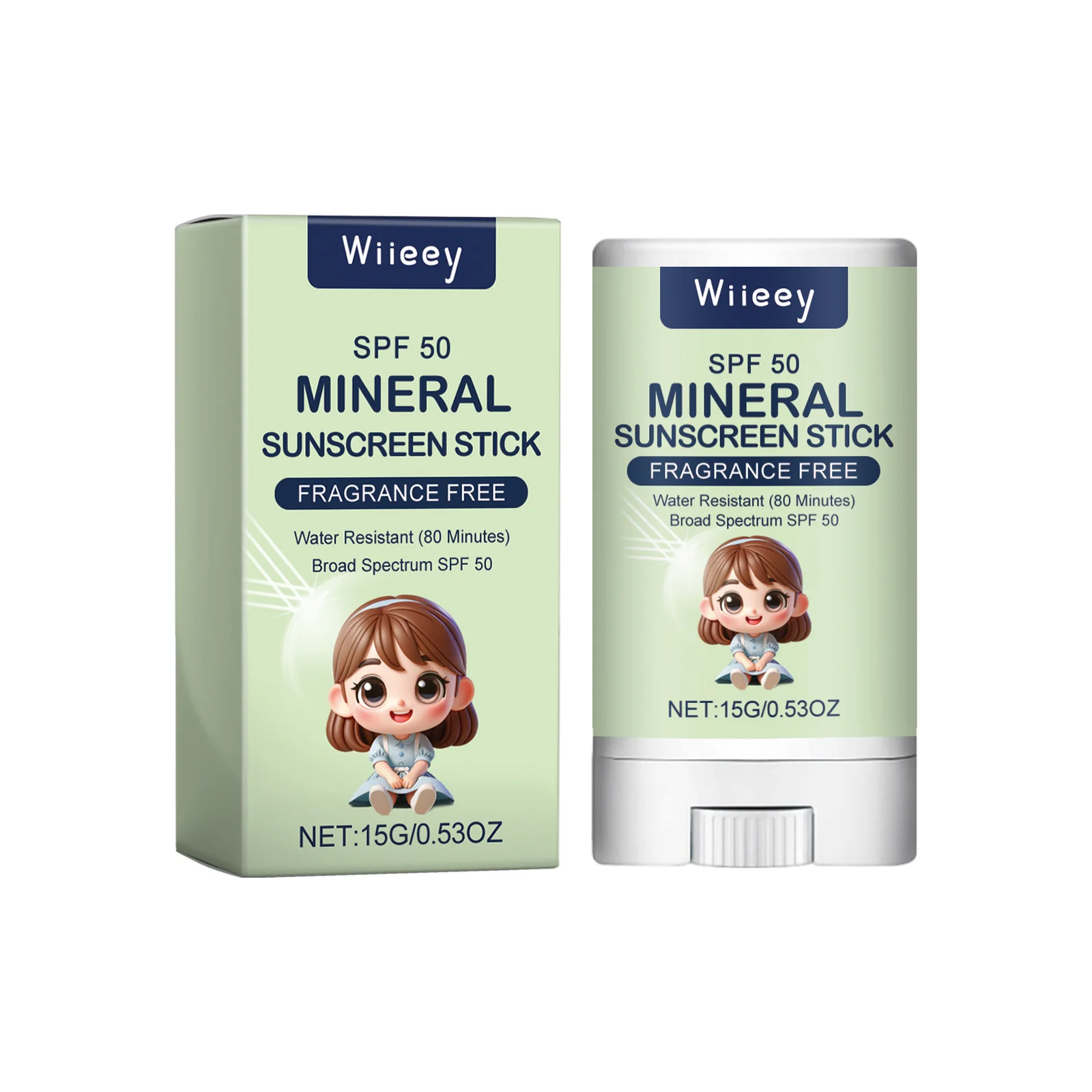 Kids Mineral Sunblock Stick Lasting Sun Protection Anti Solar UV Sunburn Refreshing Mild Nourishing SPF50+ Face Sunscreen Stick