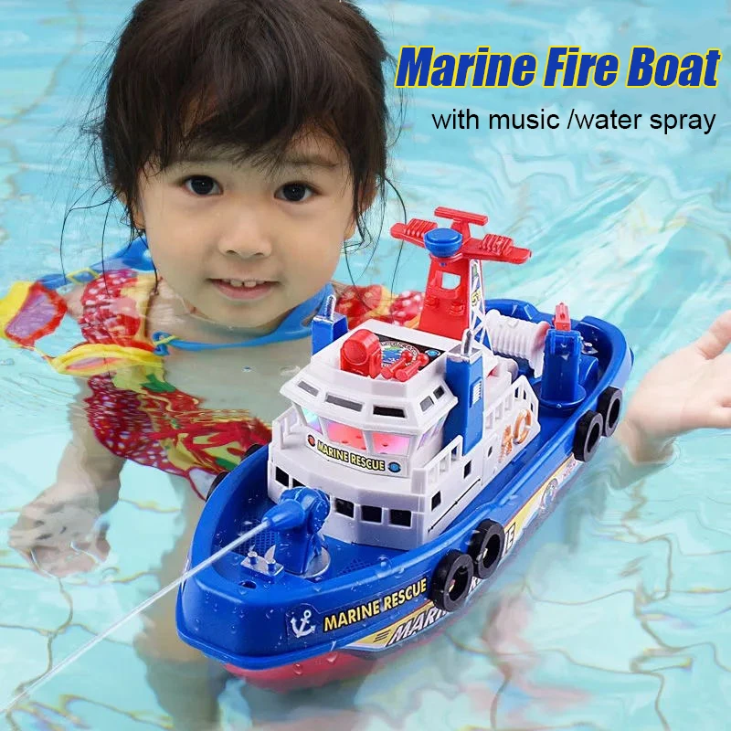 Baby Bath Toys for Kids Electric Marine Rescue Model Spray Water Play Toys for Children Shower Bath Toy with LED Light Music 3
