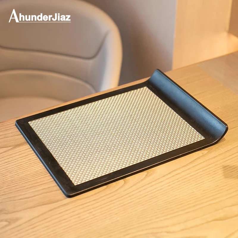 

AhunderJiaz Nordic Rectangular Tray Creative Non-slip Design Kitchen Storage Coffee Plate Household Water Cup Home Decoration