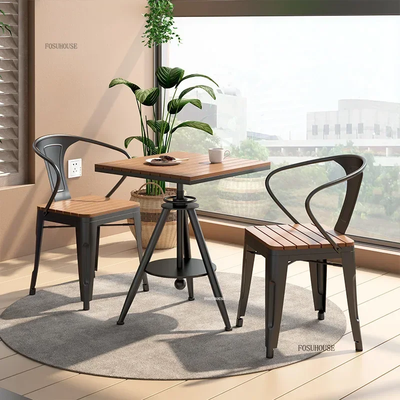 Nordic Patio Furniture Outdoor Set Balcony Open-air Garden Furniture Sets Waterproof Sun-proof Square Table Outdoor Chairs Set