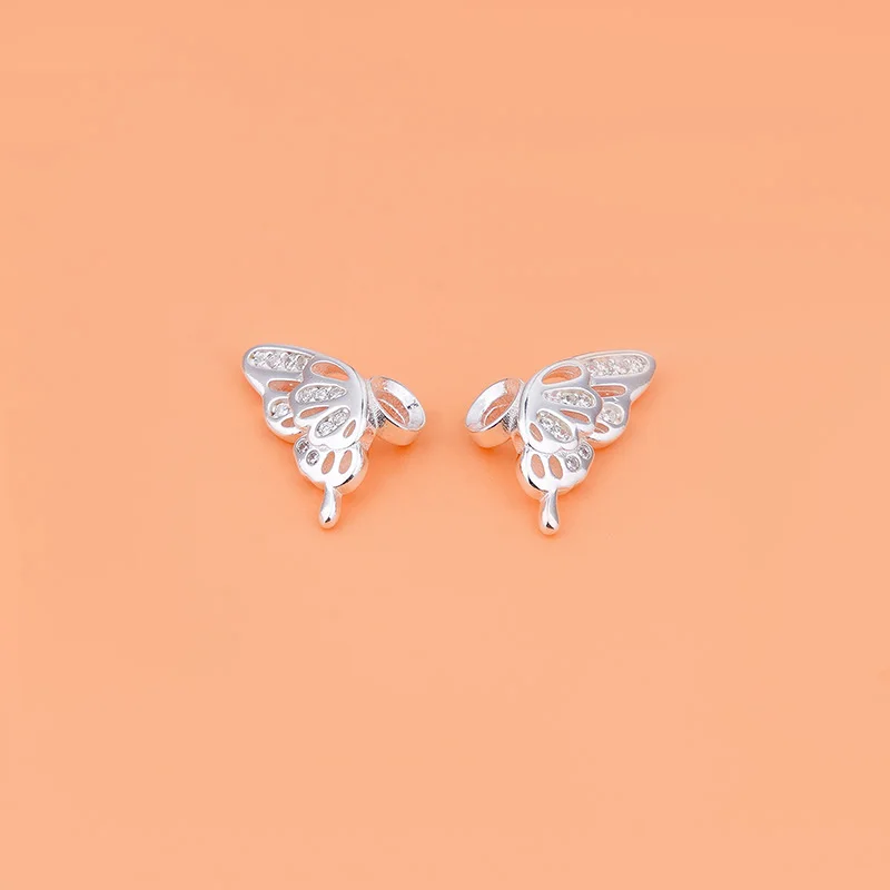 Cales d'ailes de papillon en argent regardé S925, matériel perlé fait à la main, bracelet et collier de bricolage, accessoires de bijoux