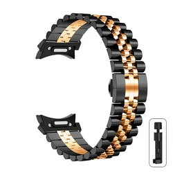 Sleek No - Gap Stainless Steel Watch Strap with Curved End and Quick Fit Design - Galaxy Watch 6 5 4 (Black rose gold)