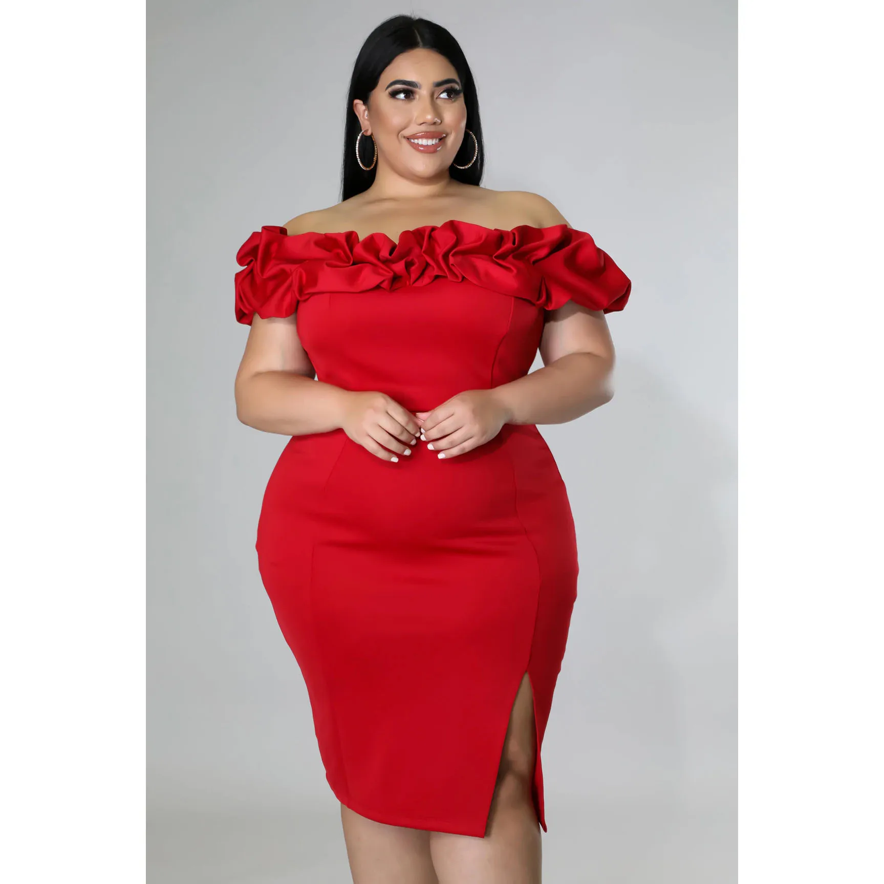 Xl-5xl Plus Size Women Clothing Fashion Sexy Solid Color Long Sleeve Zip  Rib Mini Dress Ladies Outfit Wholesale Dropshipping - Plus Size Dresses -  AliExpress