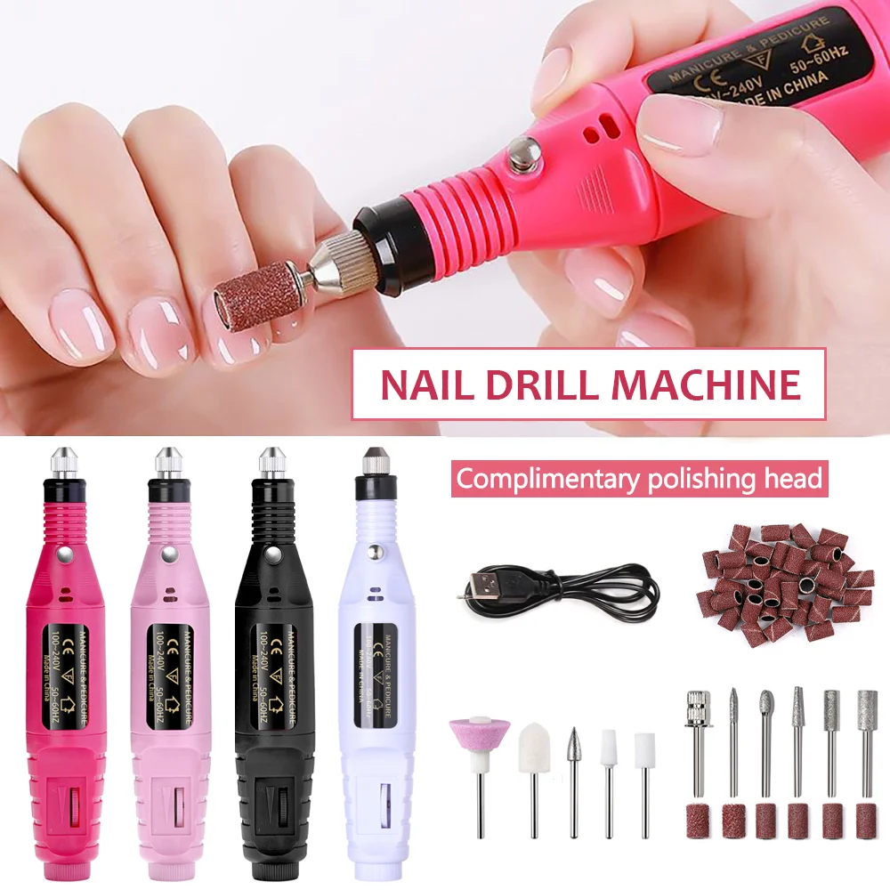 Nail Drill Kit YIKOOLIN Acrylic Nail Drill Kit Electric Nail File 20000 RPM Portable Electric Drill Bits Gel Remover Tools