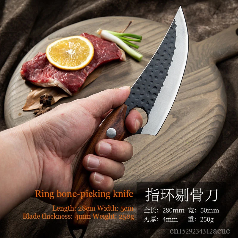 Viking Knife Meat Cleaver Knife Hand Forged Boning Knife with Sheath  Butcher Knives High Carbon Steel Fillet Knife Chef Knives for Kitchen,  Camping, Tactical,BBQ-Brown 