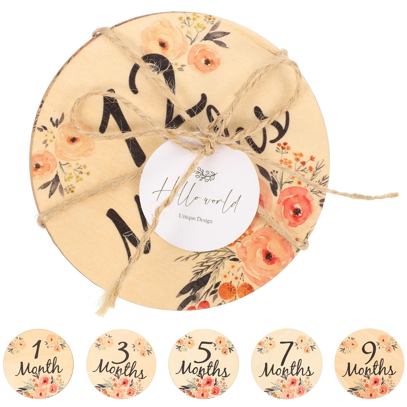 

6 pcs Wooden Baby Monthly Milestone Cards Double Sided Newborn Monthly Milestone Signs
