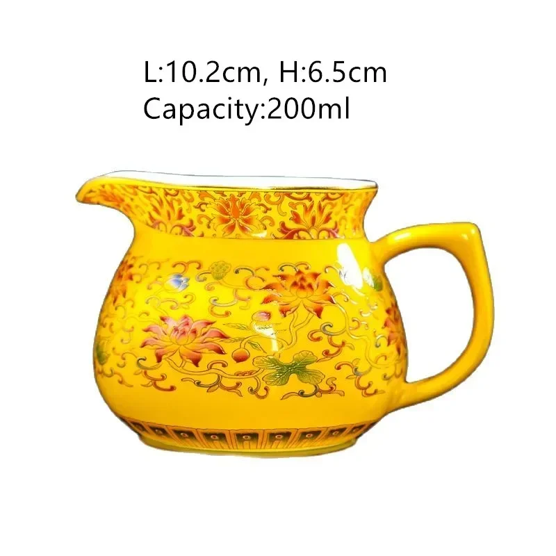 Ceramic Water Jug Enamel Colorful Tea Pitcher Emperor Retro Yellow Chinese Milk Teacup Pot 200ml Mug Cute Porcelain Drinkware