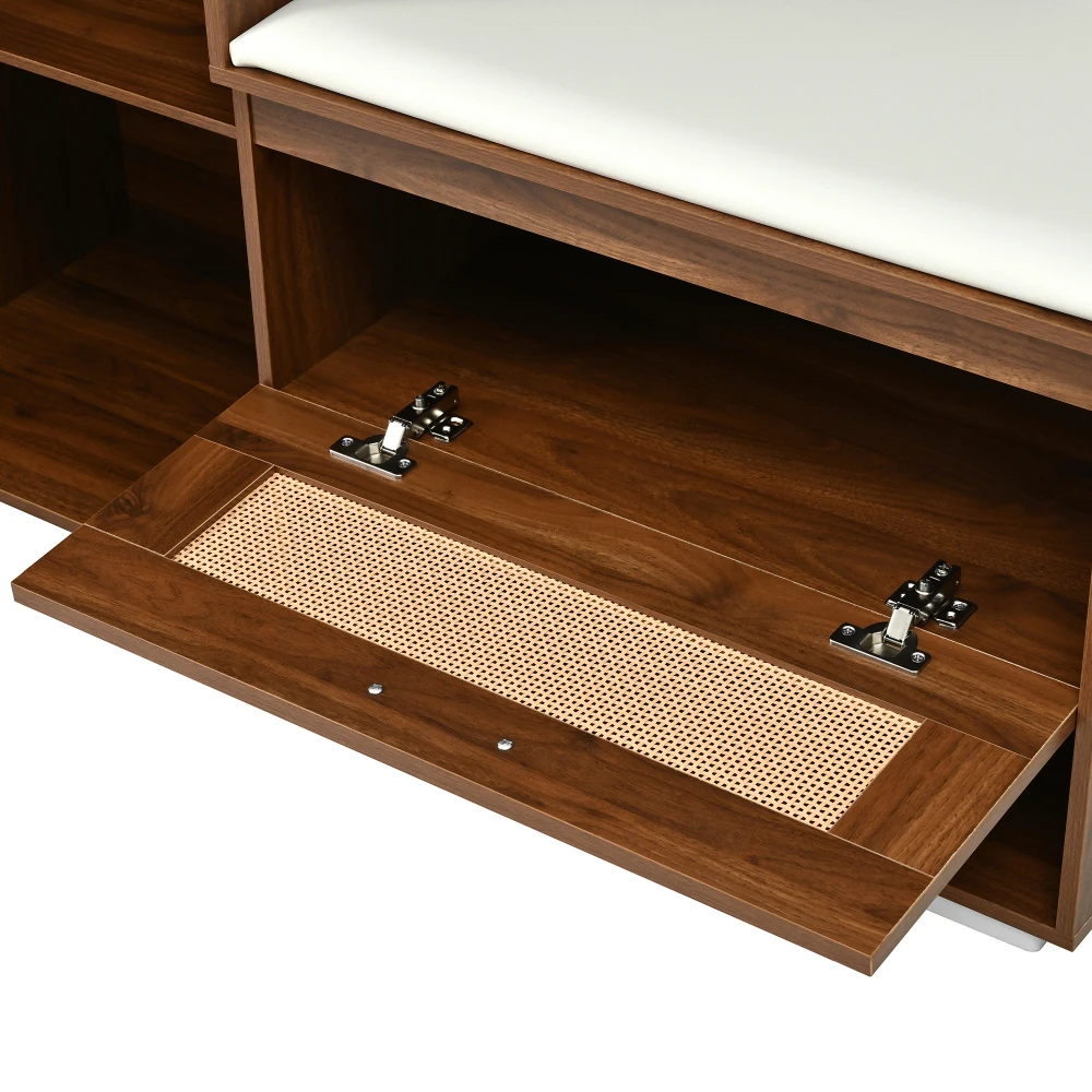 Modernes Kleiderschrank-Set mit Spiegel und LED-Beleuchtung, 6 goldene Haken + Schuhschrank + Sitzbank, Kleiderschrank mit oberem Ablagefach – Detail 18