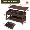 Coffee Table, 39" Lift Top Coffee Table with Hidden Compartment, Storage Drawers and Storage Shelf for Living Room, Reception 3