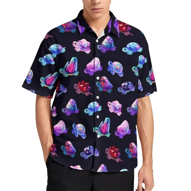 thumbnail image 1 of Blusas hawaianas con estampado 3D de tortugas marinas, camisas de playa con estampado 3D de estrellas de mar y animales para hombre, ropa de vacaciones, camisetas Y2k para hombre, 1 of 4