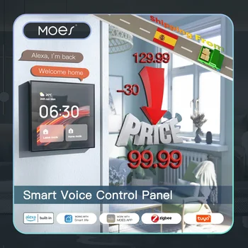 MOES Pannello di controllo touch center Wifi, schermo Tuya, bulid in Alexa Controllo vocale e gateway ZigBee per scene intelligenti 4 pollici