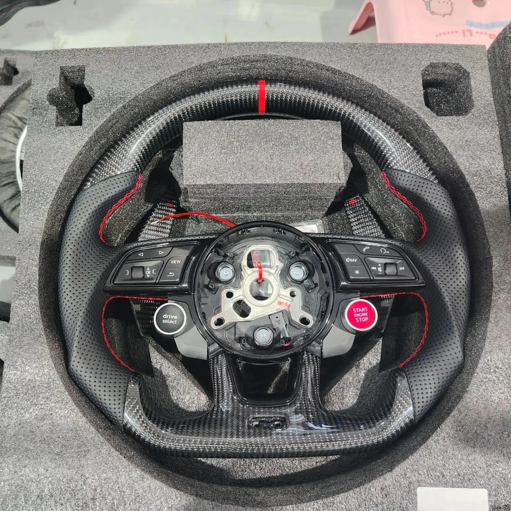 Carbon Fiber Steering Wheel For Audi S3 A3 S4 RS3 RS5 RS4 S5 A4 A5 RS3 B9 17-21 Customized Racing Steering Wheel Car Accessories