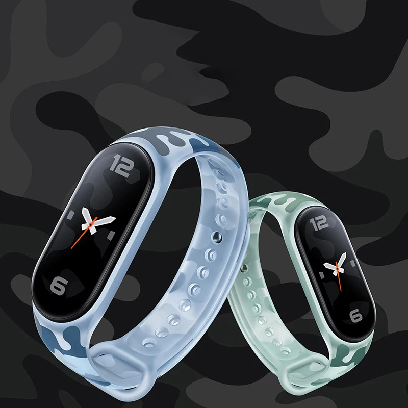 Smart Bracelet For Xiaomi Mi Band 7 Fluorescent Camouflage Wristband Silicone Replaceable Strap For Xiaomi Mi Smart Band 7 6 5 3