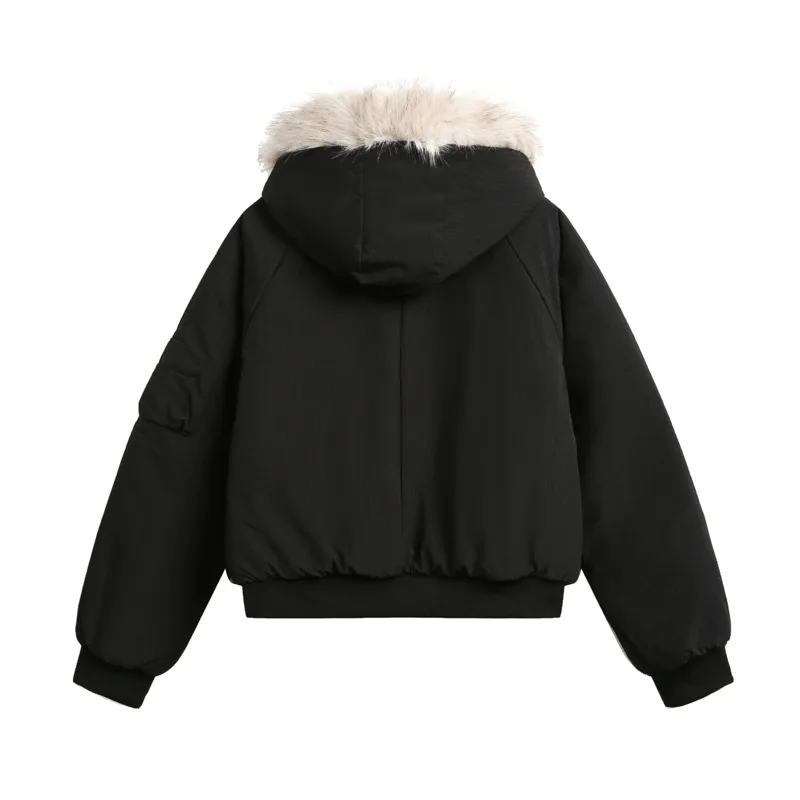 FEWQ Men Cotton Padded Jacket 2024 Korea Fashion Warm Autumn Winter With Hat Male Coat Solid Color Casual Loose CPG2188 4