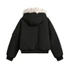 FEWQ Men Cotton Padded Jacket 2024 Korea Fashion Warm Autumn Winter With Hat Male Coat Solid Color Casual Loose CPG2188 4