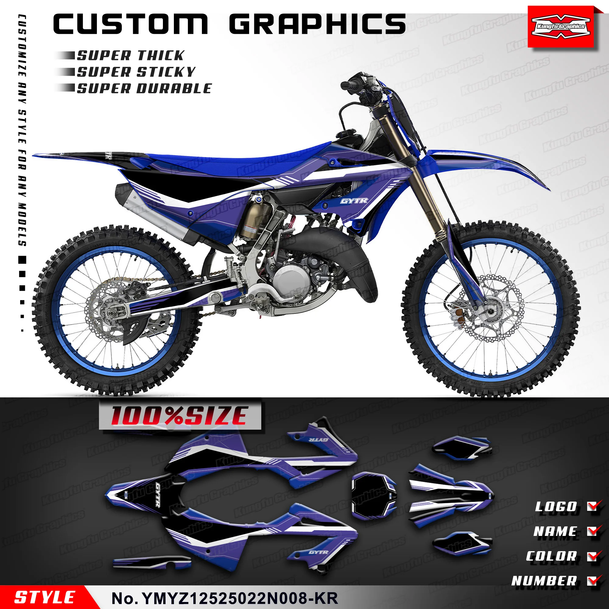 

KUNGFU GRAPHICS MX Motorcycle Sticker Wrap Kit for Yamaha YZ125 YZ250 YZ 125 250 YZ125X YZ250X 2022 2023 2024