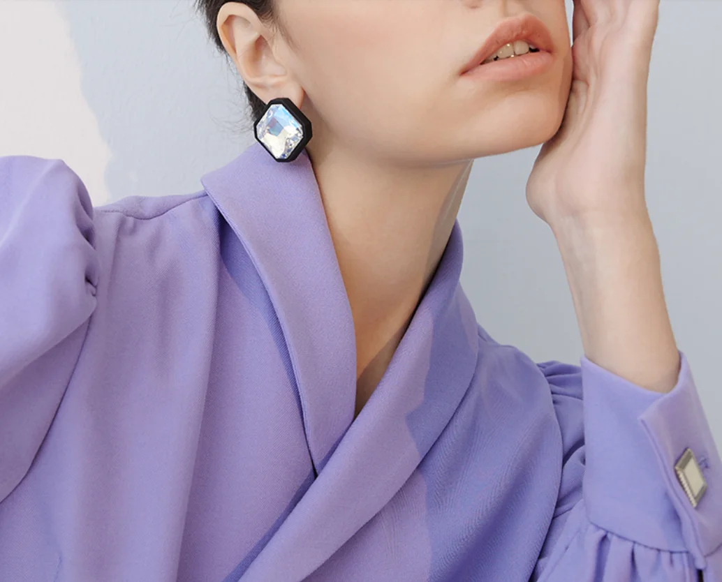 925 silver needle exaggerated acrylic artificial Rhinestone simple Earrings for women Fashion Jewelry