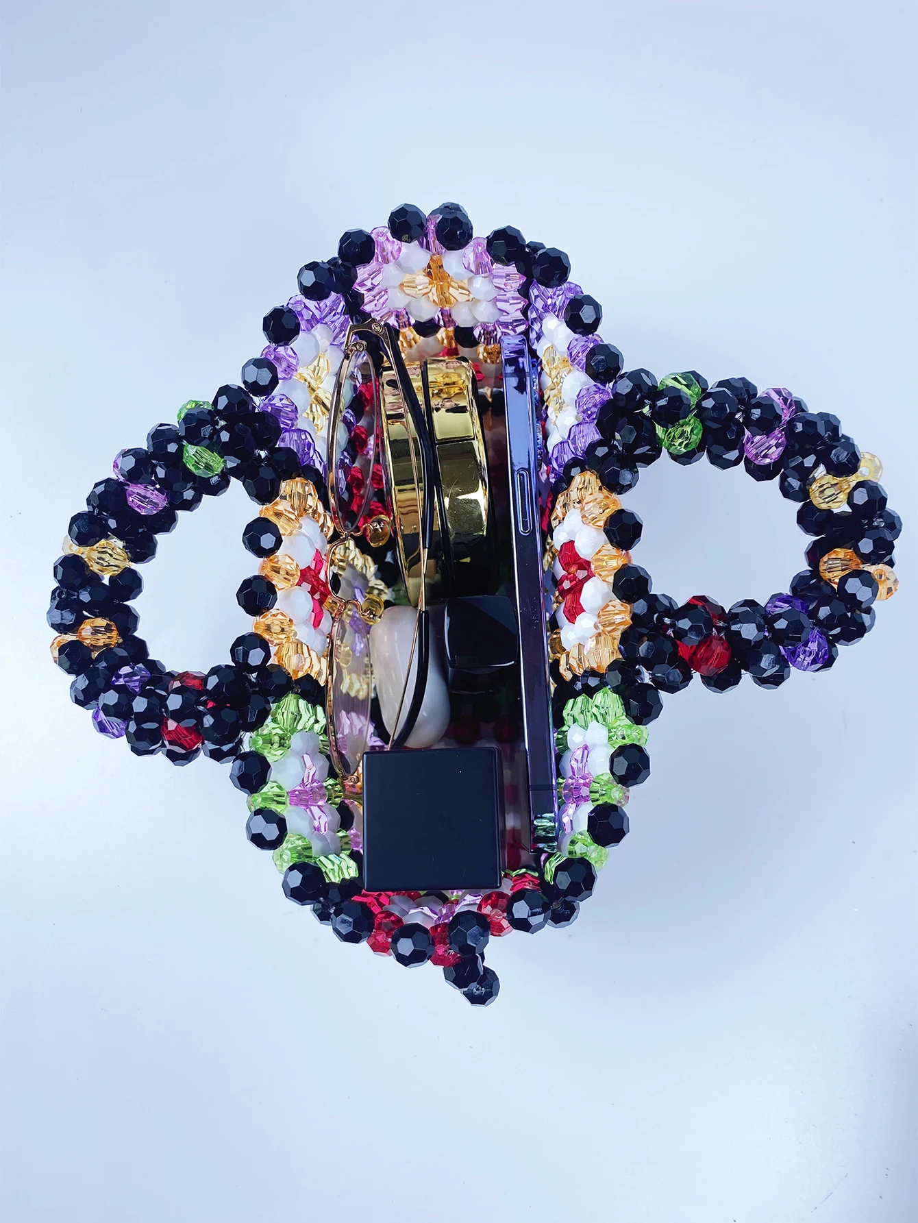 حقيبة ملونة منسوجة بنمط متقلب للكتاب الأحمر الصغير...