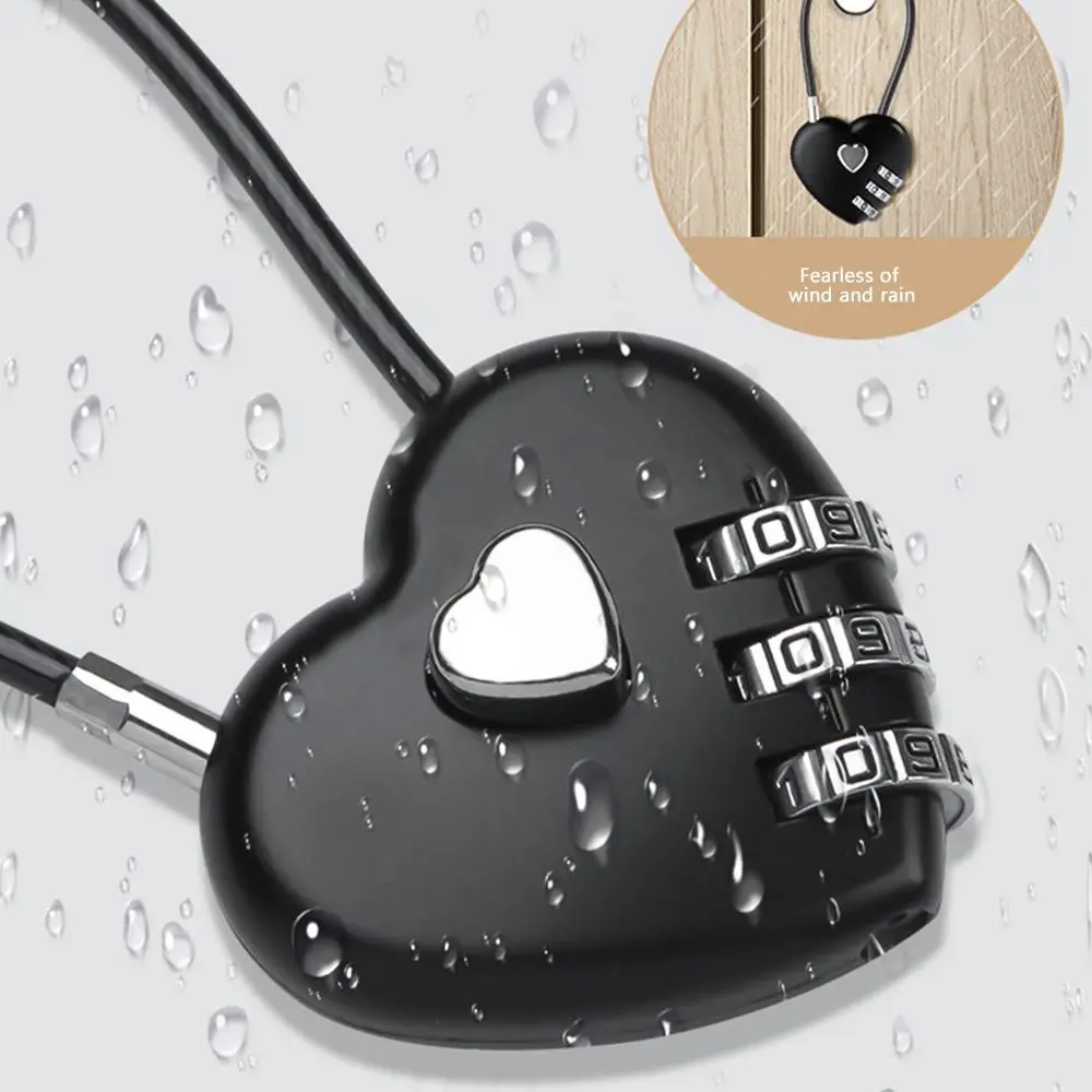 กุญแจล็อครหัสผ่านแบบ 3 หลัก รูปหัวใจ สำหรับกระเป๋าเรียน 1