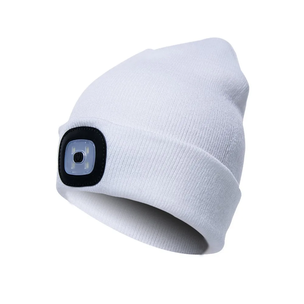  - Led Headlamp Cap Winter Warm Cold Protection Knitted Hat Night Hiking Fishing Glow Beanie Hats Unisex Outdoor Fashion Headlight