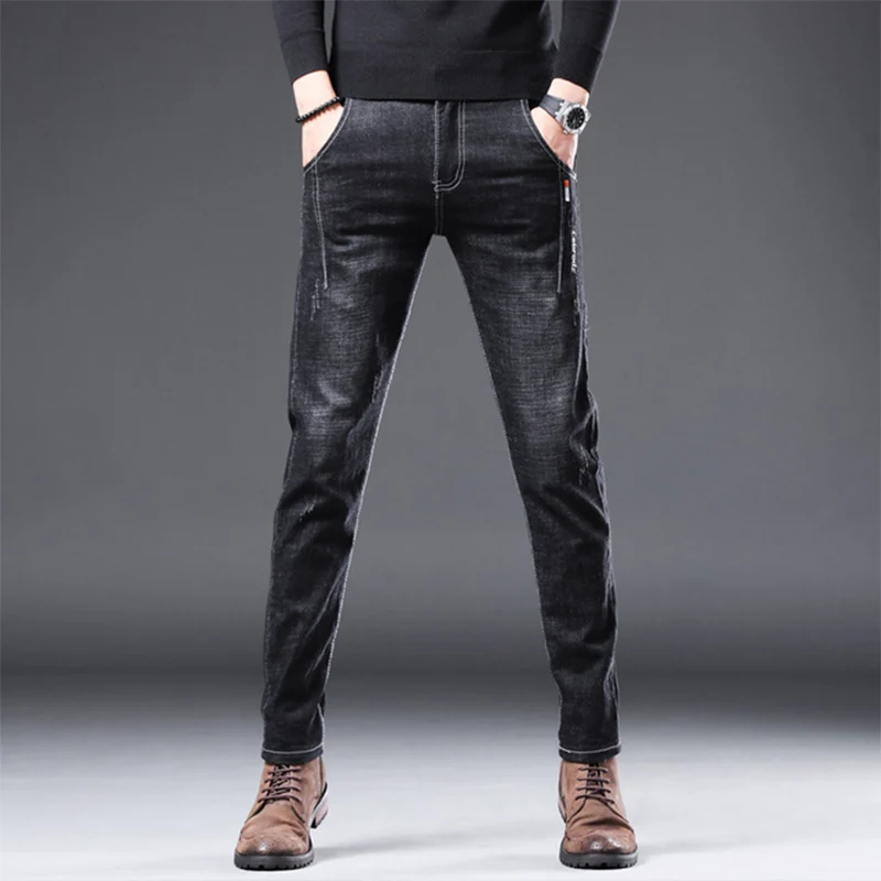 

2022 New Men's Stretch Slim Fit Jeans Elegant Spring Autumn Trendy Stylish Skinny Pants Luxury Casual Long Trousers