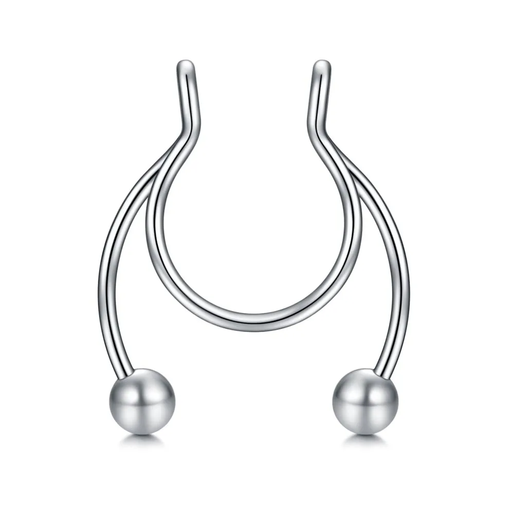 Fake Septum Rings Faux Nose Rings Hoop Stainless Steel Faux Lip Ear No Piercing Clip Septum Nose Fake Piercing Jewelry