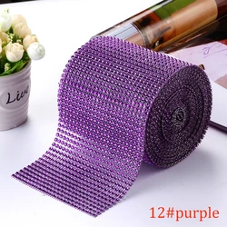 10 - Yard Rhinestone Mesh Trim with 24 Rows for DIY Wedding and Party Decoration (12 purple)