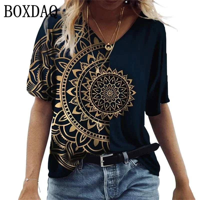 

Flower Pattern Short Sleeve Women's T Shirts Abstract Graffiti Art Retro Print Fashion Tops Loose For Girls 2024 Summer T shirts