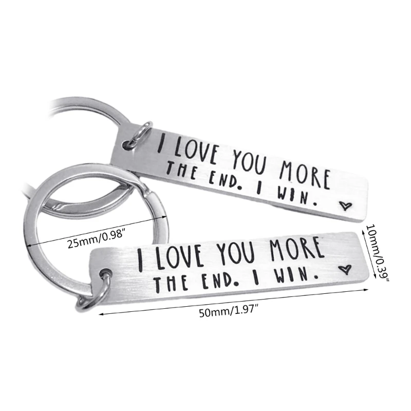 Lettering Keychain Charm, I lOVE More The End Keychain Couple Keyring Charm