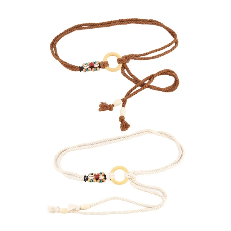 

Waist Belt Ethnic Girl Beads Body Chain for Dress Stage Club Rope Braid Belt