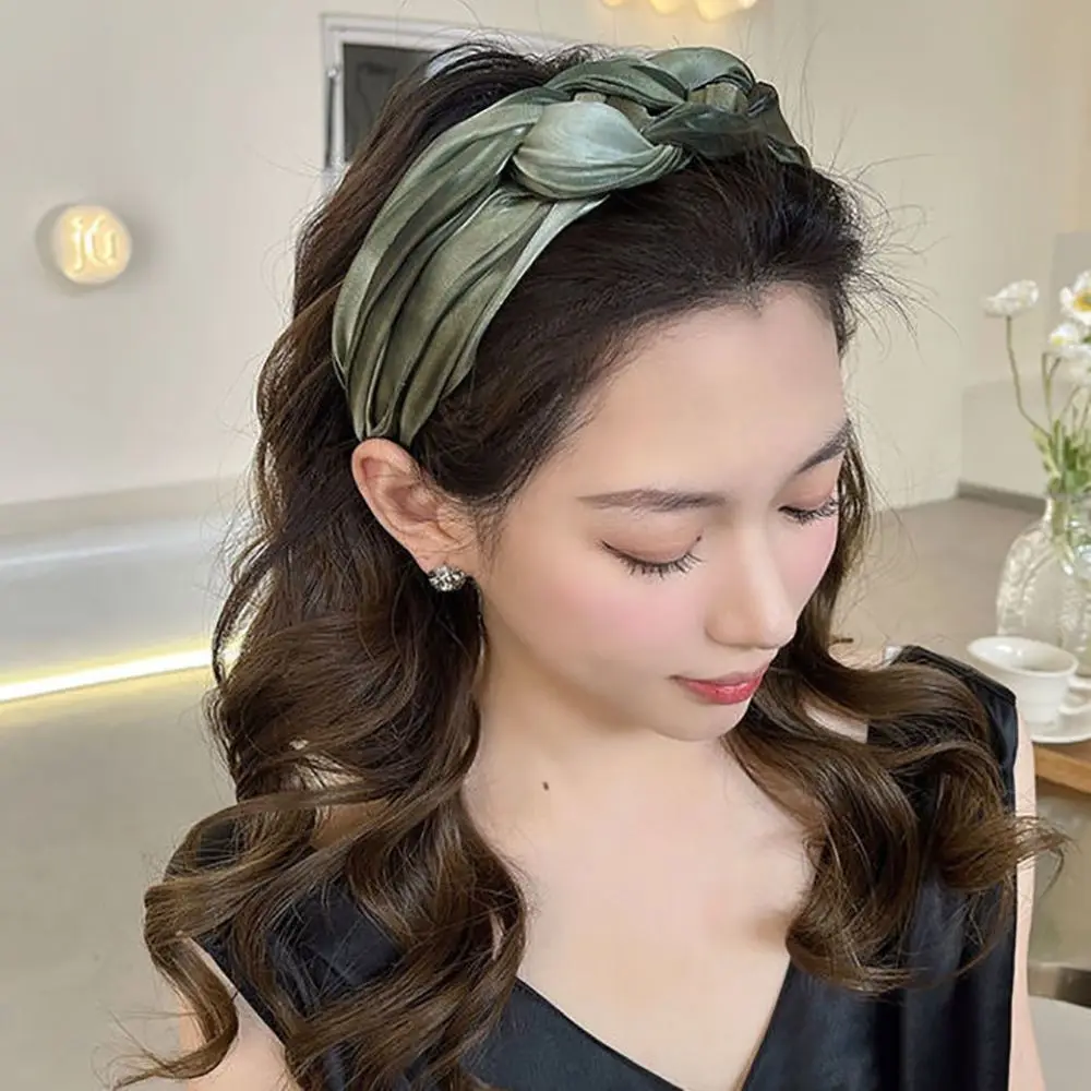 Makeup Headdress Wide Edge Mesh Girls Headwear Twisted Braid Hair Hoop Hair Accessories Women Headband Korean Style Headband