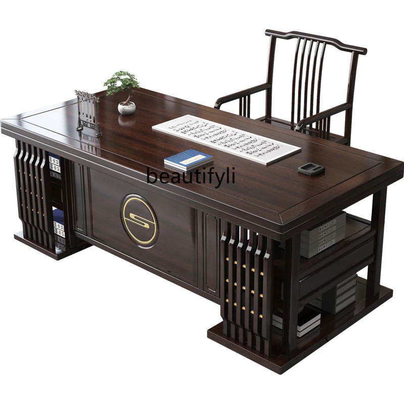 

New Chinese Style Solid Wood Desk Chair Modern Light Luxury Desk Desk Study Calligraphy Table