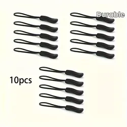 Durable Black PVC Zipper Pullers - Pack of 10 - 6.6cm (Antique-silver-10pc)