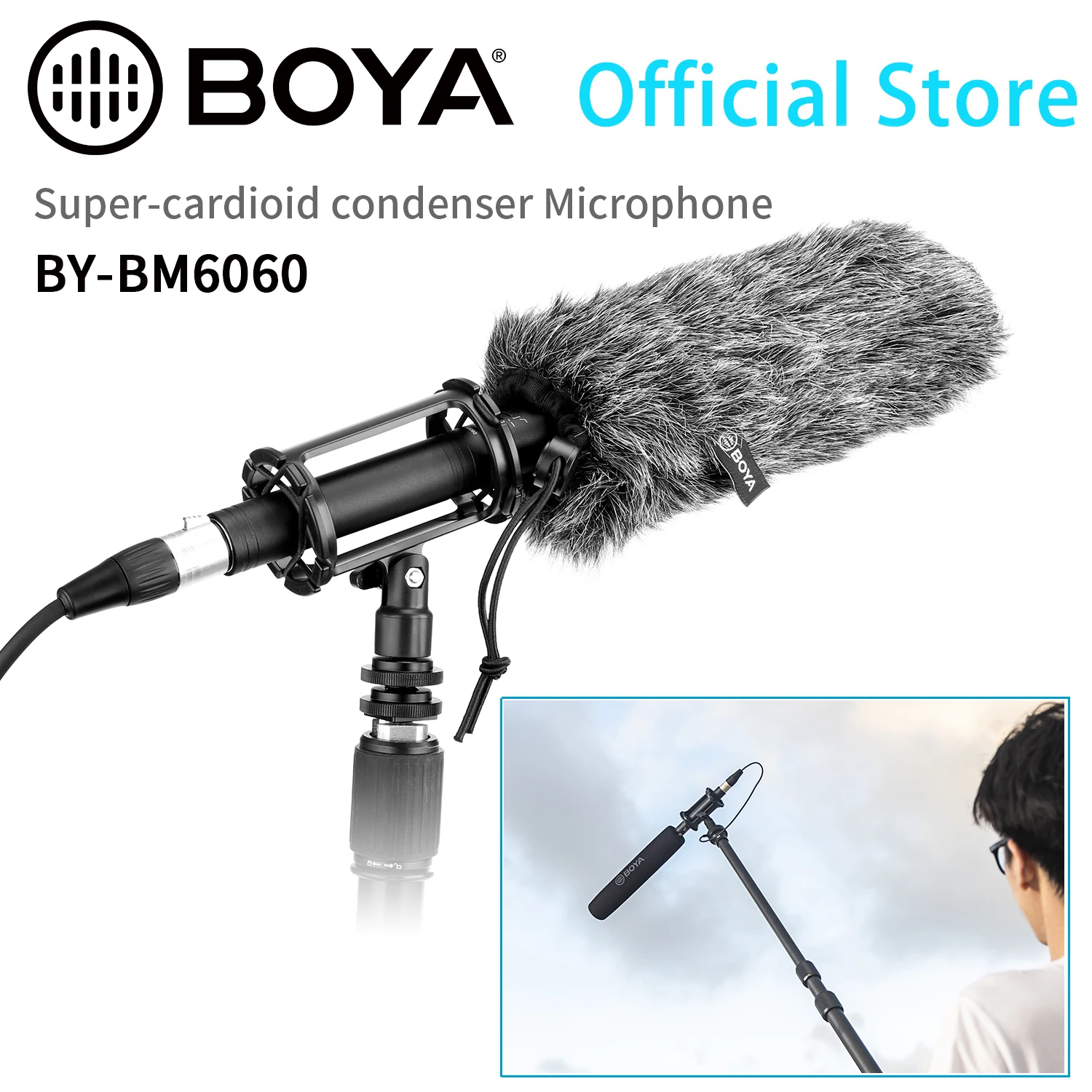 gaming microphone BOYA BY-BM6060 Professional Shotgun Microphone for Canon Nikon Sony Panasonic DSLR Camcorder Super-Cardioid Condenser Microphone headphones with mic