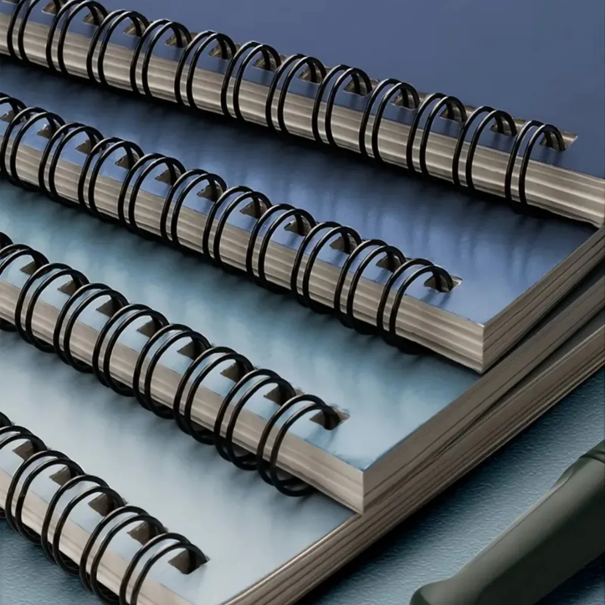 Set of 4 Simple Blue Coil Notebooks, 40 Sheets Each