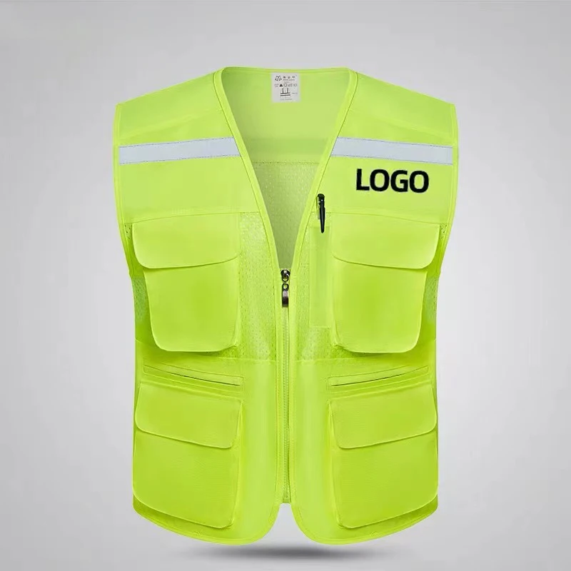 High Visibility Multiple Pockets Breathable Safety Vest Construction Site Night Riding Safety Clothing reflective vest safety vest high visibility vest mens work vest
