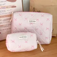 Trendy Cute Zipper Travel Cosmetic Bag With Bow-Knot Portable Cosmetic Pouch Makeup Organizer Toiletry Case For Women And Girls 2