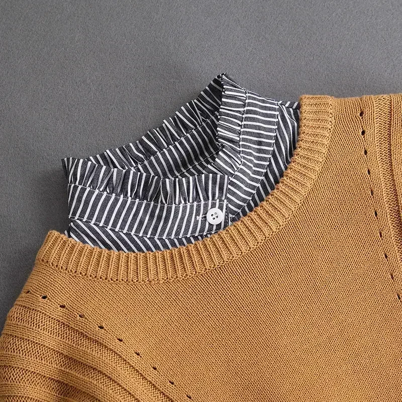 Fake Collar Detachable Collar Shawl New Women White Lace Fake Collar Vintage Shirt Detachable Collar Front Tie Men Lapel Blouse Top Sweater Cotton False Collars
