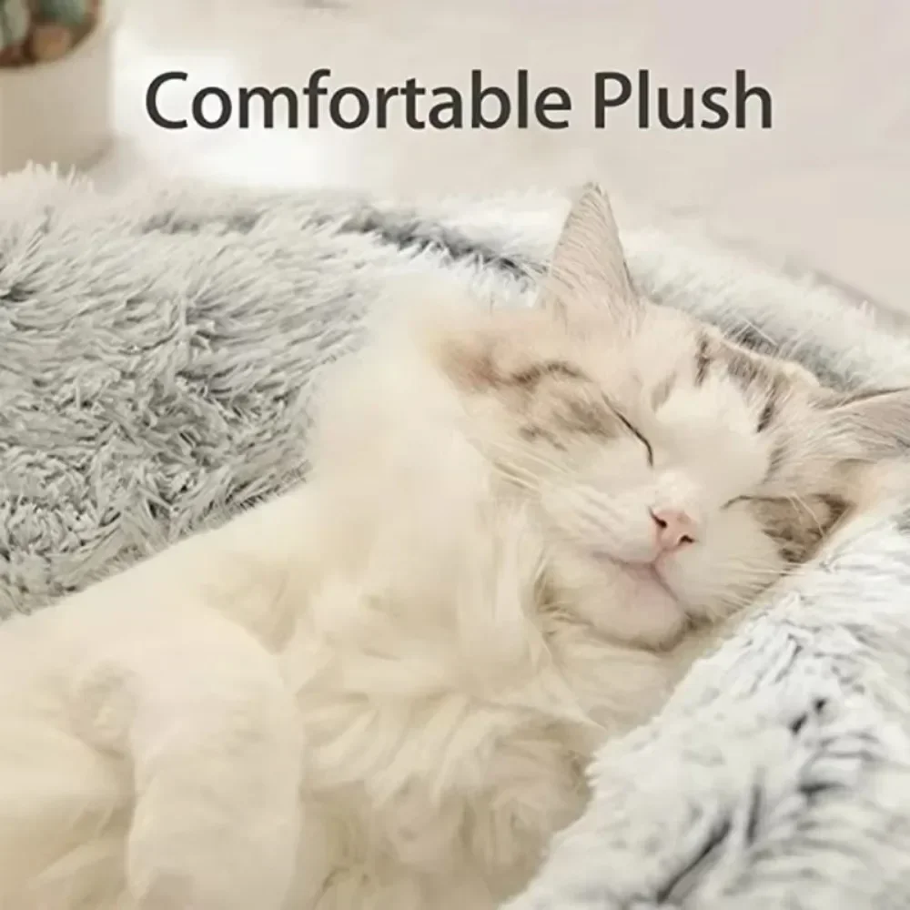 Semi Enclosed Pet Sleep Bags Long Round Cat Cushion Soft Plush 2 In 1 Warms Cats Beds Simple Comfort Warm Puppy Sleeping Nest 6